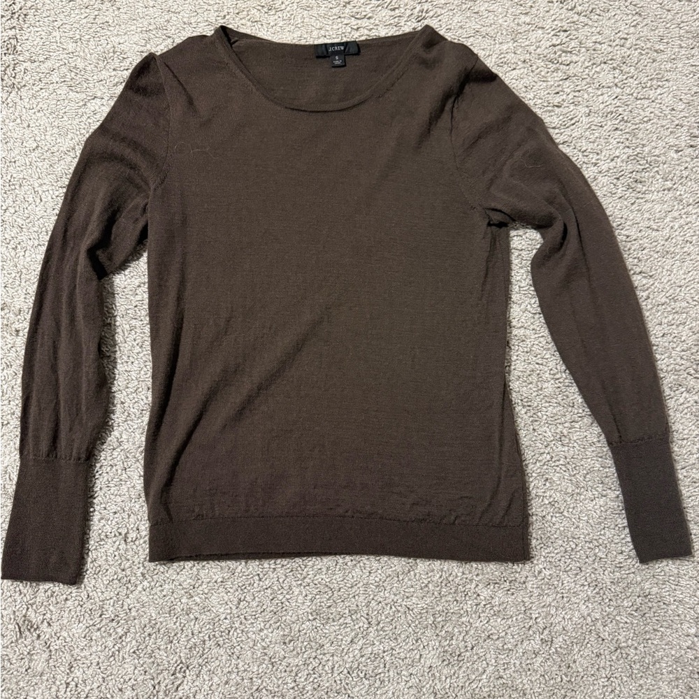 J. Crew Dark Brown Women's Crew Neck Sweater Small